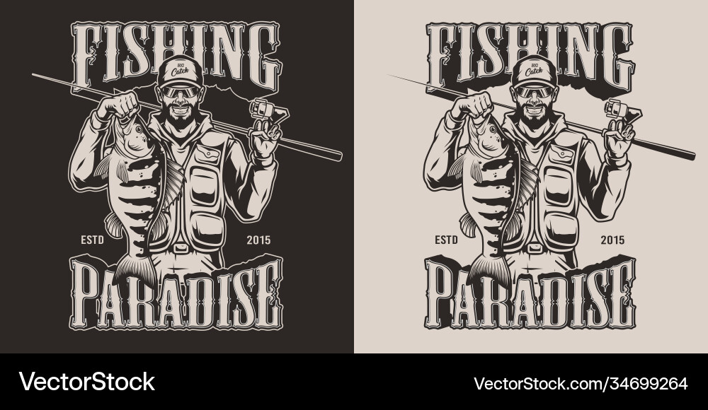 Fishing Emblem - Bass & Rod vector image