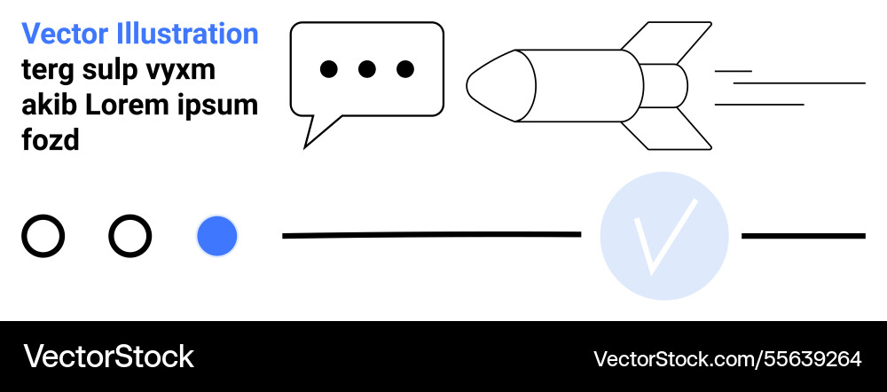 Rocket in flight with speech bubble and text Rocket in flight with speech bubble and text Vector Image