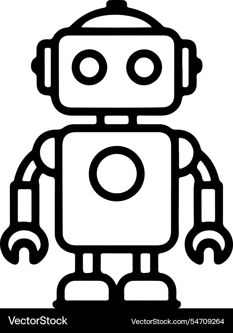 Simpple robot line artrobot icon Vector Image