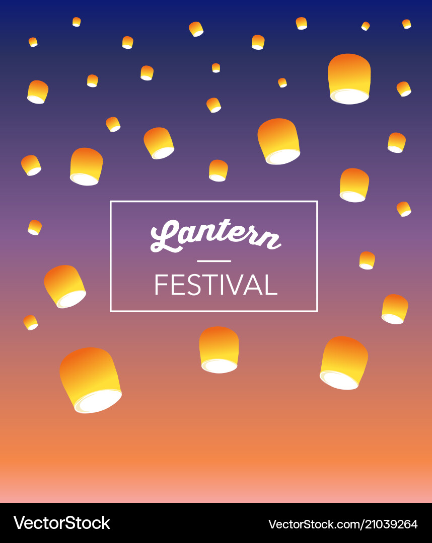 Sky lantern festival chinese thai flying Sky lantern festival chinese thai flying vector image