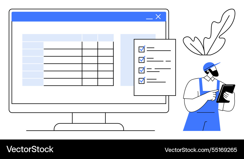 Digital task management with checklist and tablet Digital task management with checklist and tablet vector image