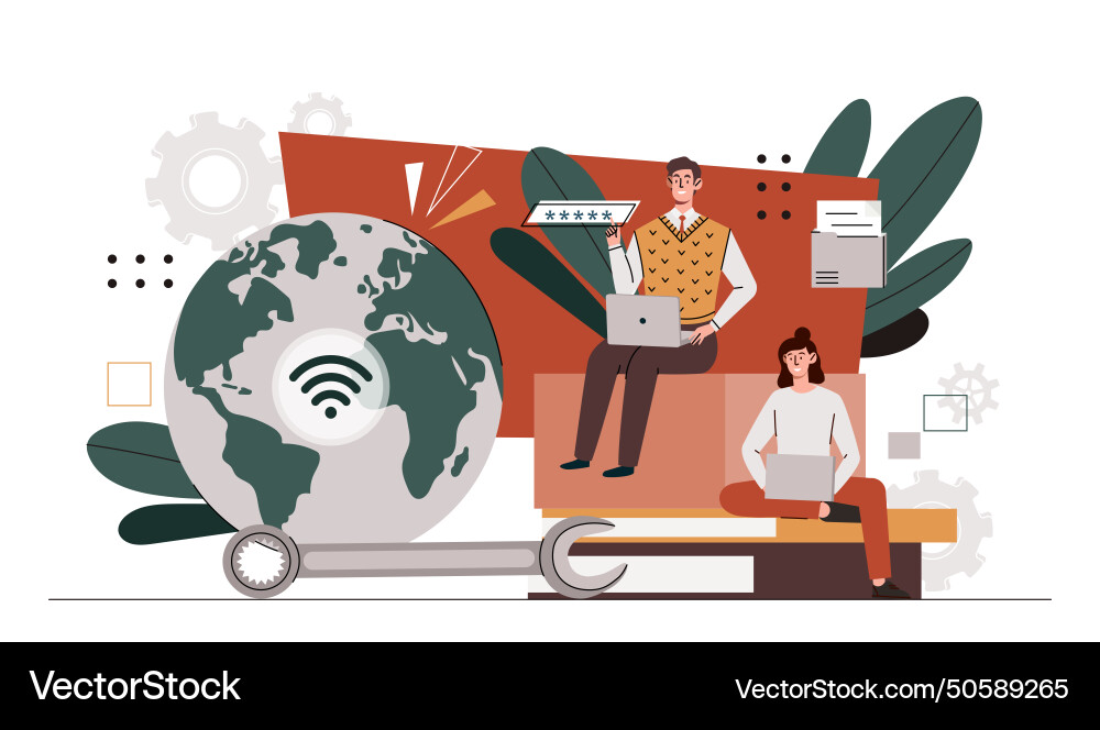Distant working people Royalty Free Vector Image