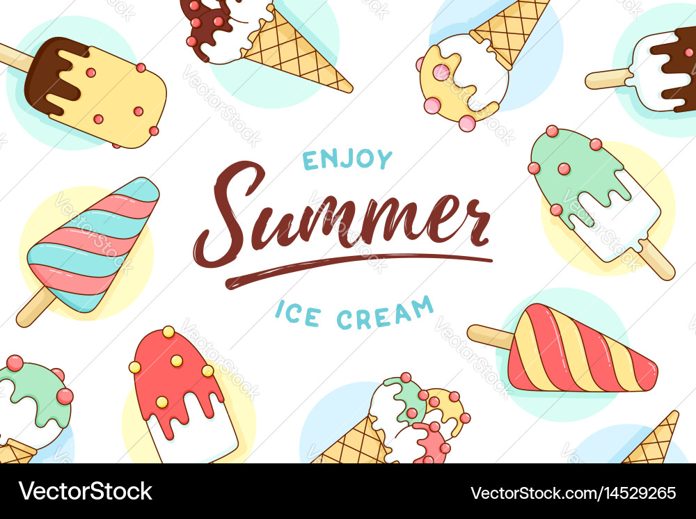 Ice cream icons pattern with text enjoy summer vector image