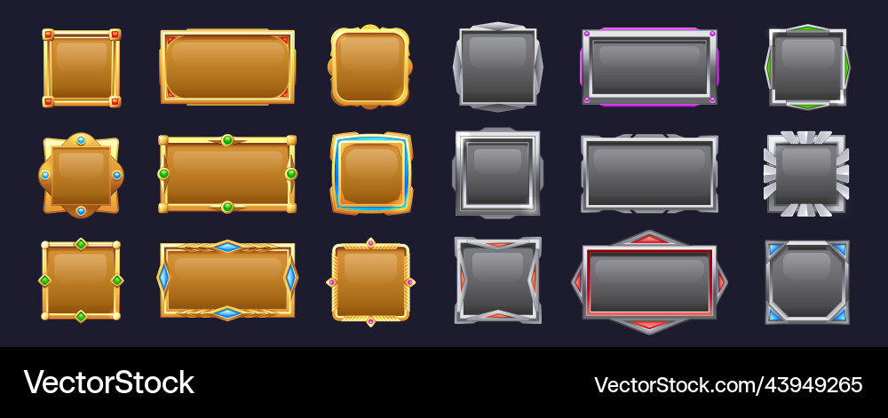 Metal Game Menu Buttons Vector Image
