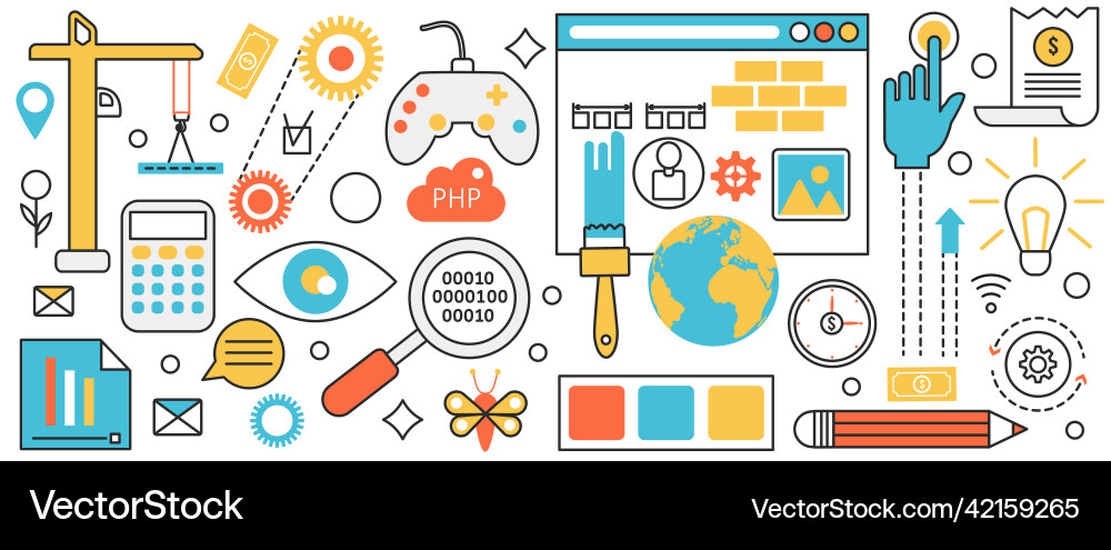 Mobile app development technology application Mobile app development technology application Vector Image
