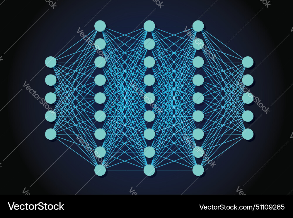 Neural network model artificial intelligence ai Neural network model artificial intelligence ai vector image