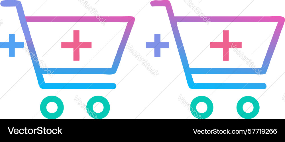 Add to cart plus sign icons set design generative vector image