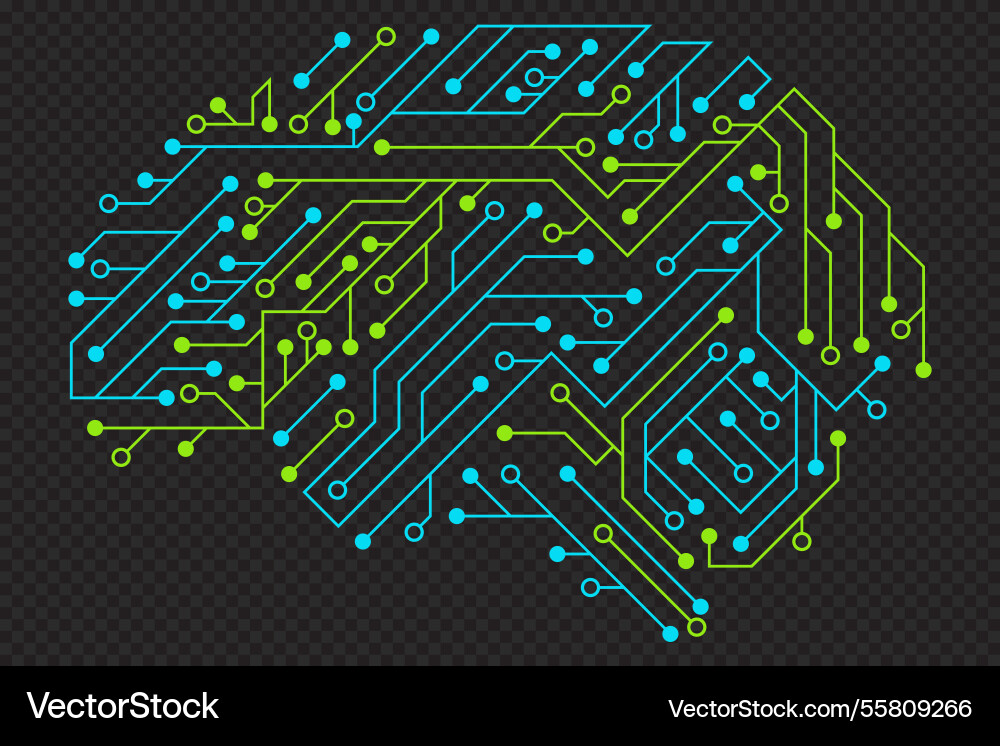 Artificial intelligence brain with board circuit Artificial intelligence brain with board circuit vector image