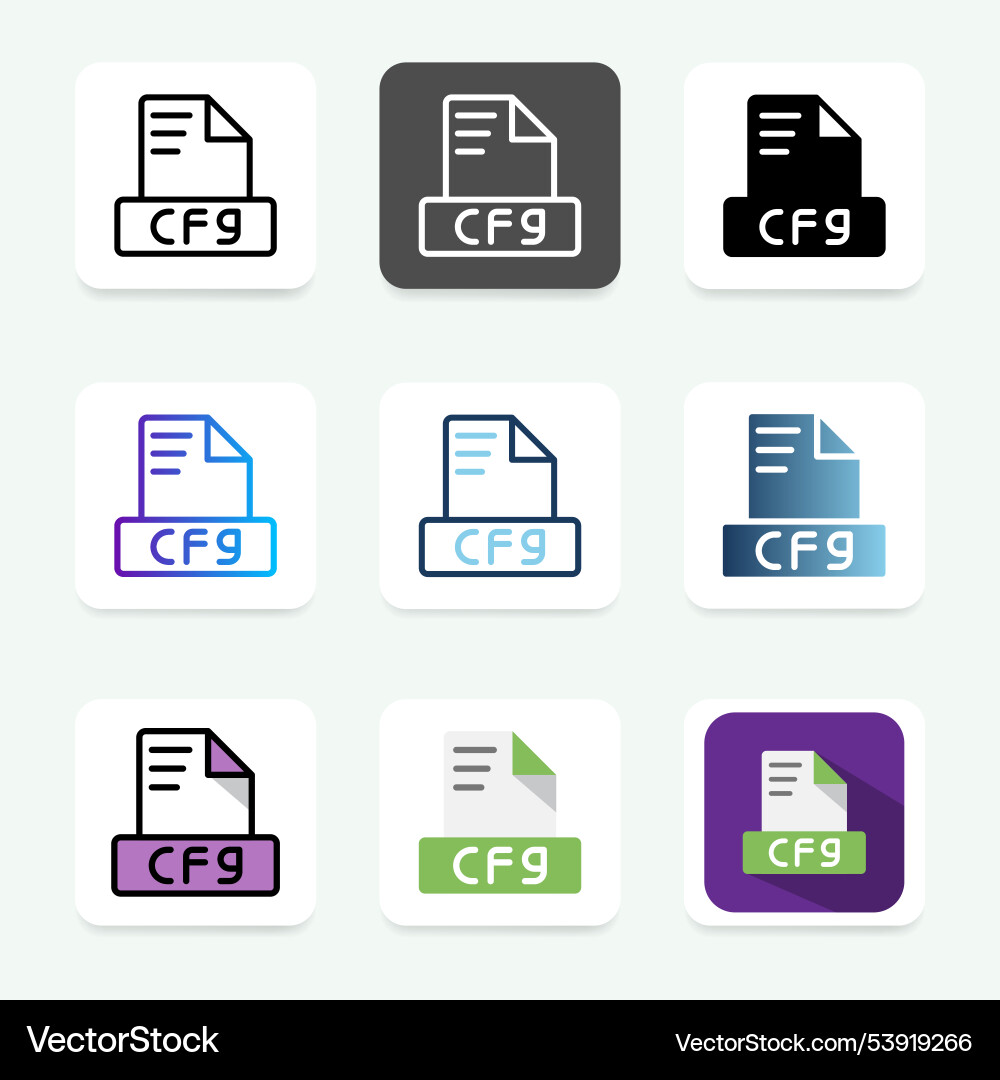 Cfg file format icon with a minimalist vector image