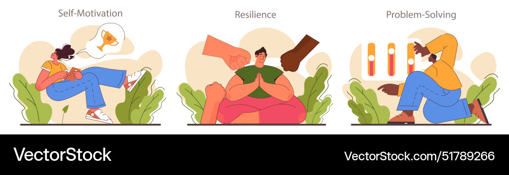 Character adaptability and flexibility set quick Character adaptability and flexibility set quick Vector Image