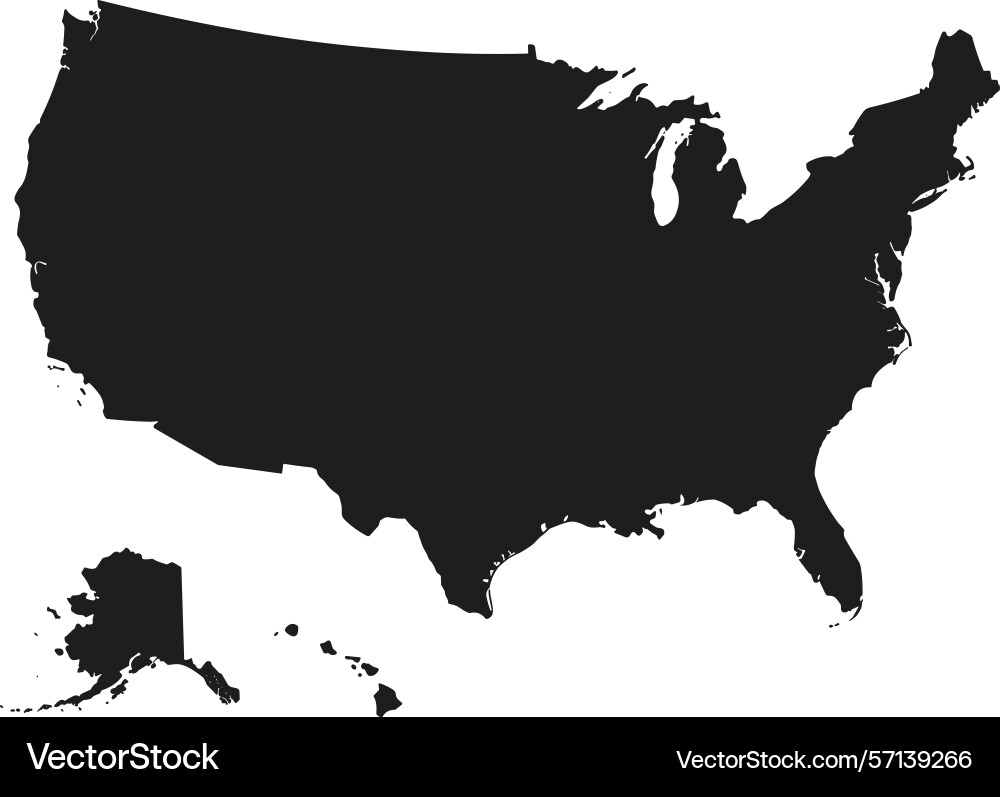 Complete united states map silhouette with alaska Vector Image