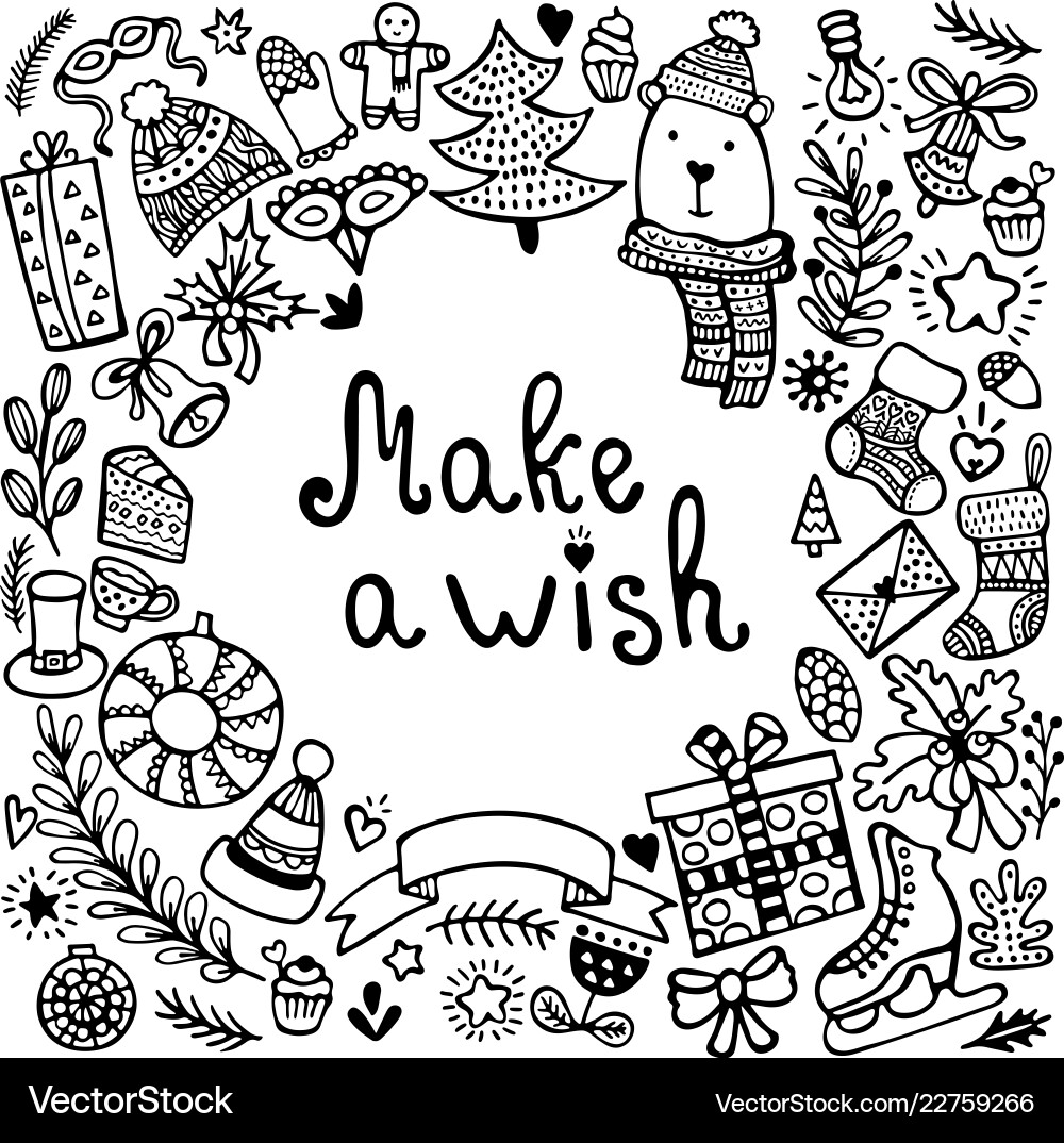 Cute Hand-Drawn Christmas Elements Vector Image