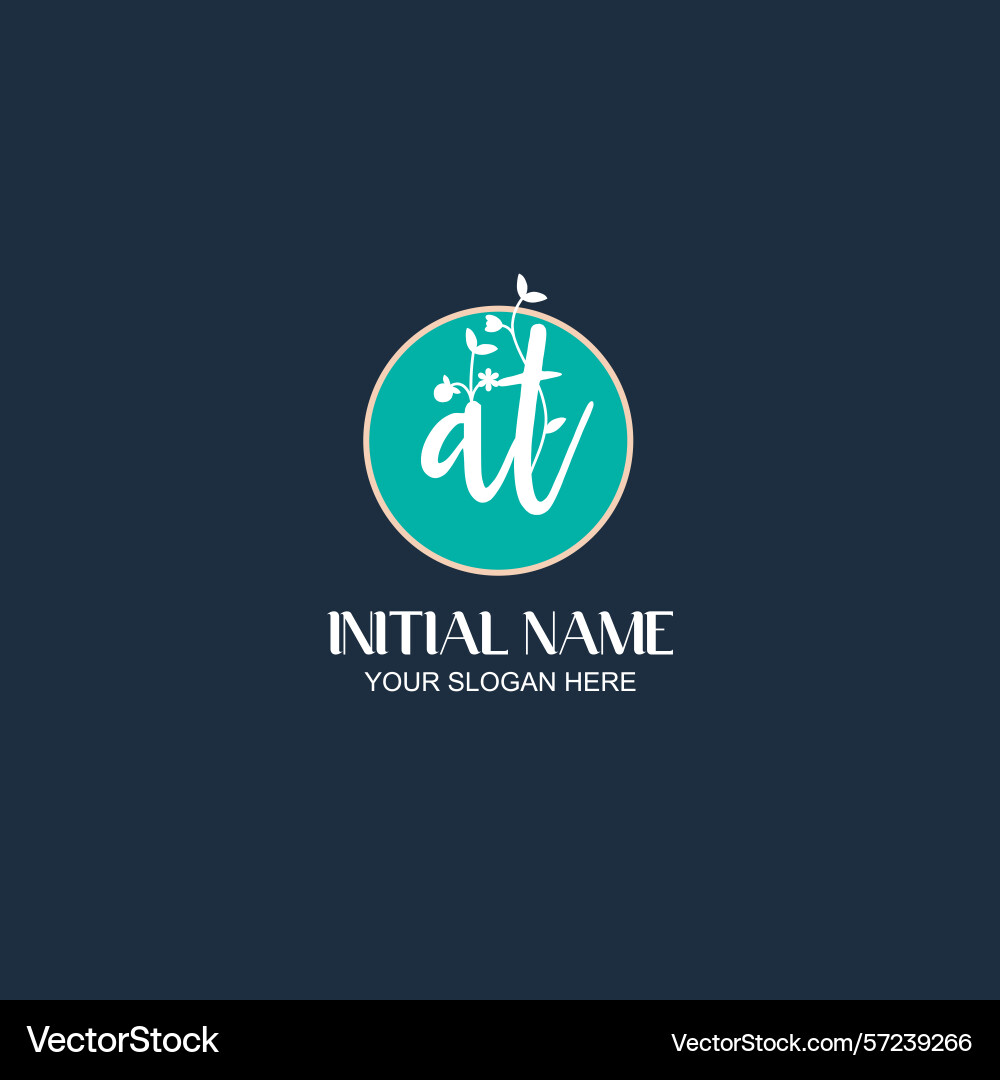 Elegant at initial logo design with botanical Elegant at initial logo design with botanical Vector Image