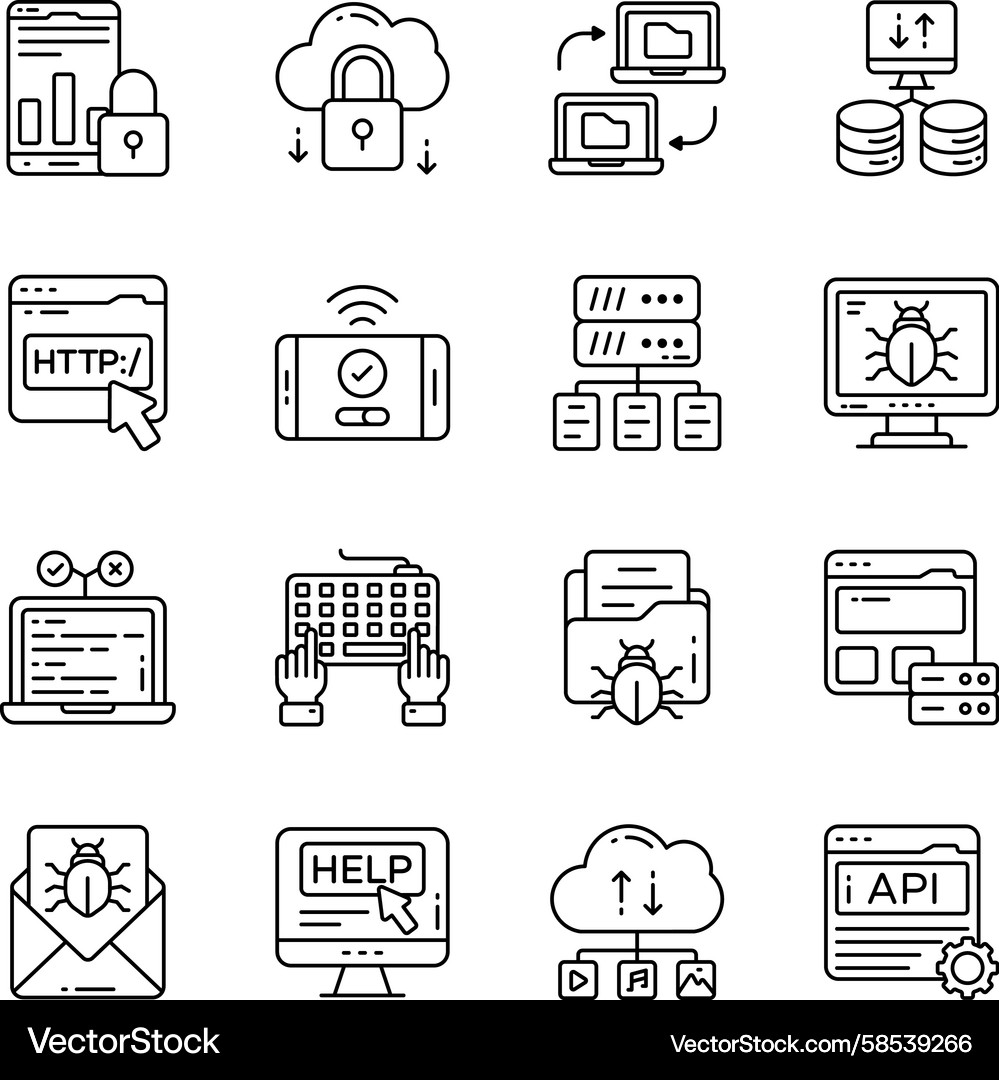 Linear Web & Data Icons Vector Image