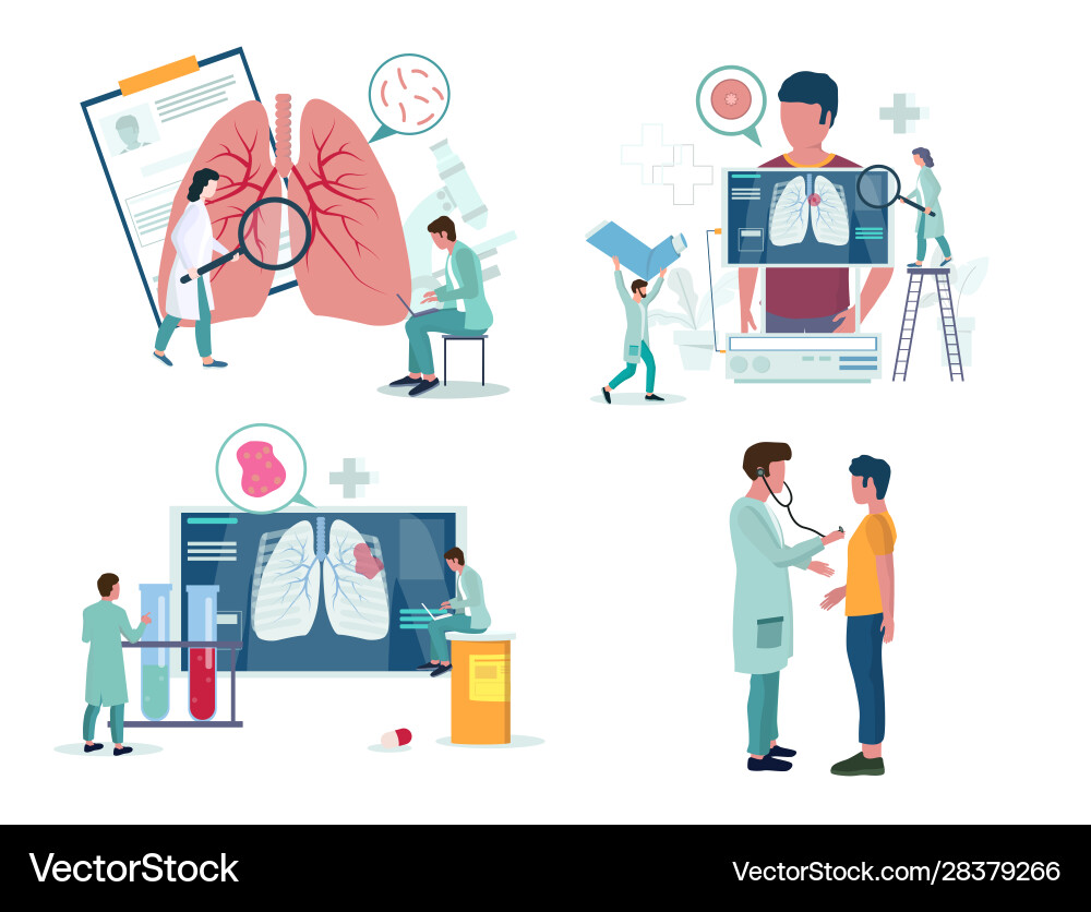 Respiratory Health Icon Set Vector Image