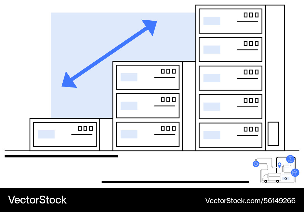Scalable data center infrastructure with growth Scalable data center infrastructure with growth vector image