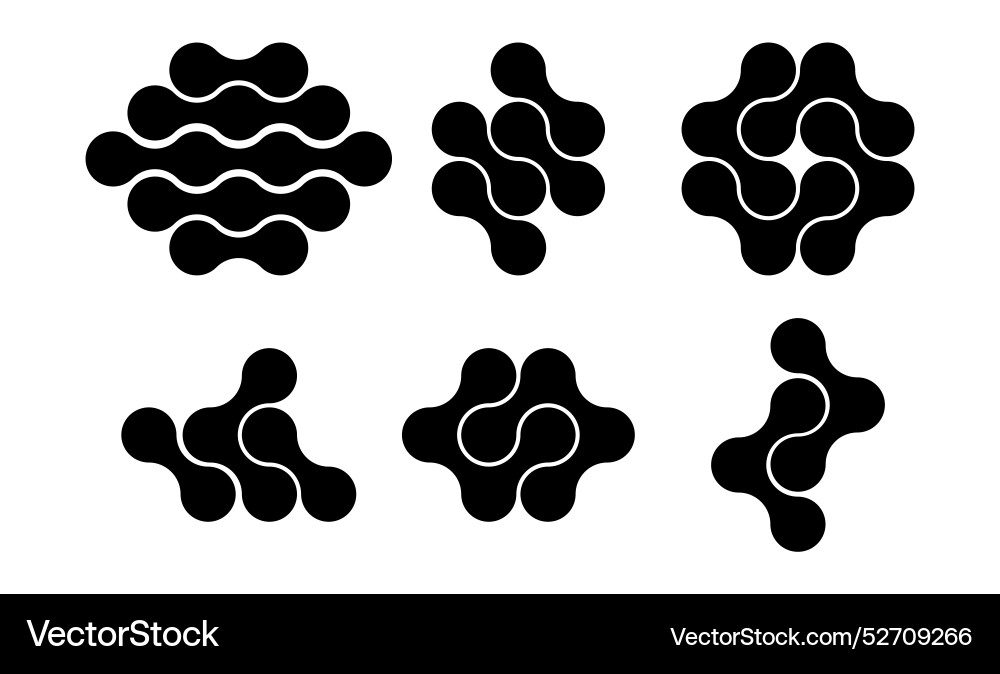 Set of connected black dots transition metaballs Set of connected black dots transition metaballs Vector Image