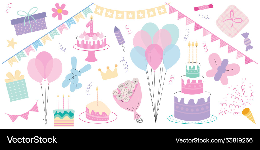 Set of different festive elements Vector Image