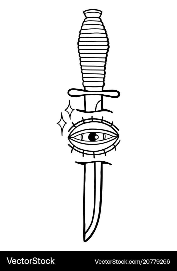 Watercolor all-seeing eye and knife Watercolor all-seeing eye and knife vector image