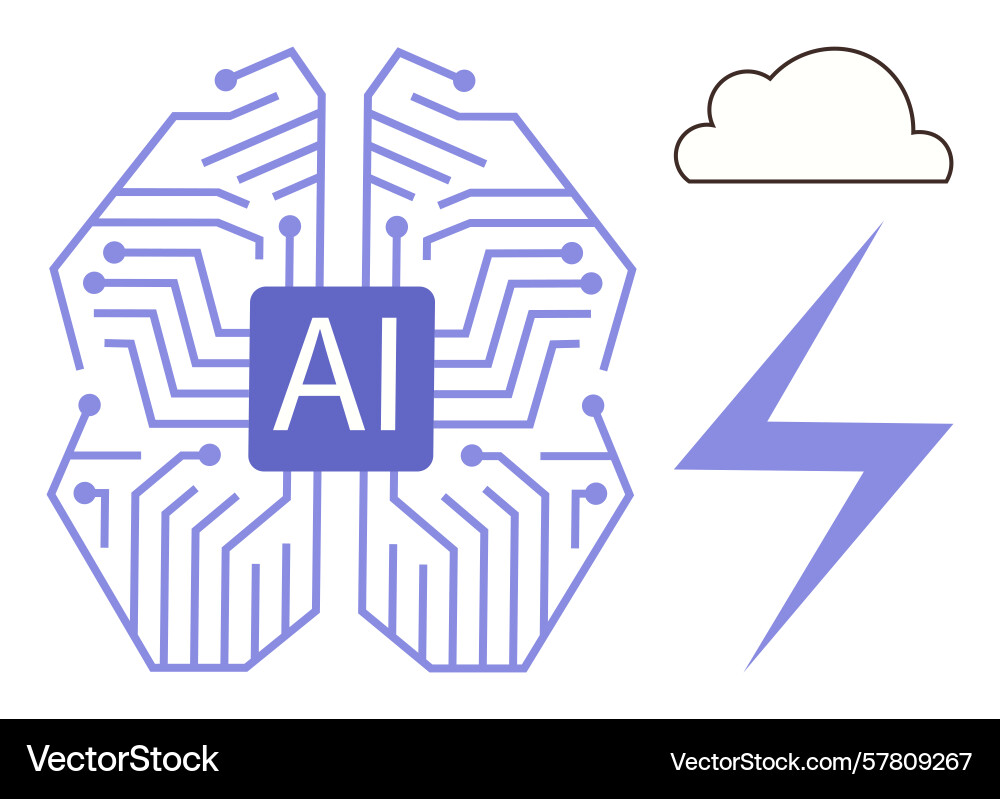 Artificial intelligence circuit brain with cloud Artificial intelligence circuit brain with cloud vector image