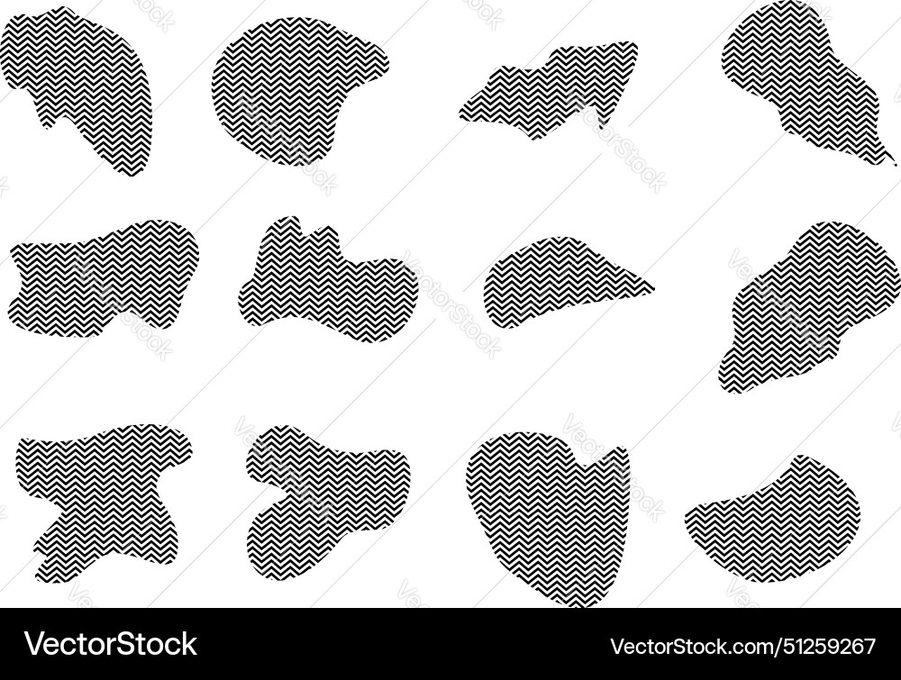 Blobs Fluid Formen mit zick zag Streifen Piktogramm Blobs Fluid Formen mit zick zag Streifen Piktogramm vektorbild