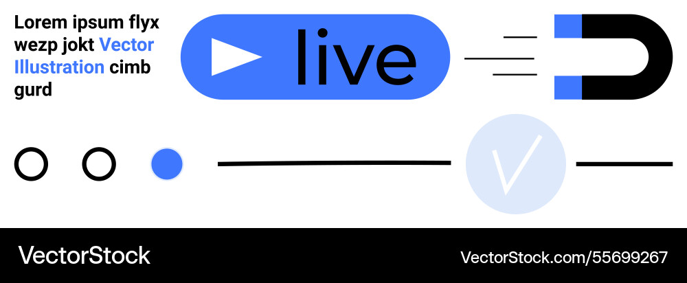 Bold design elements with play button live Bold design elements with play button live Vector Image
