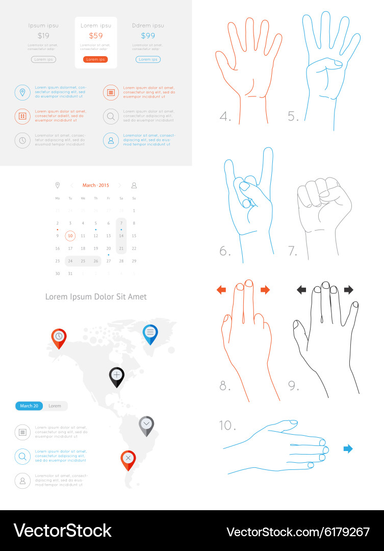 Elements of infographics and user interface vector image