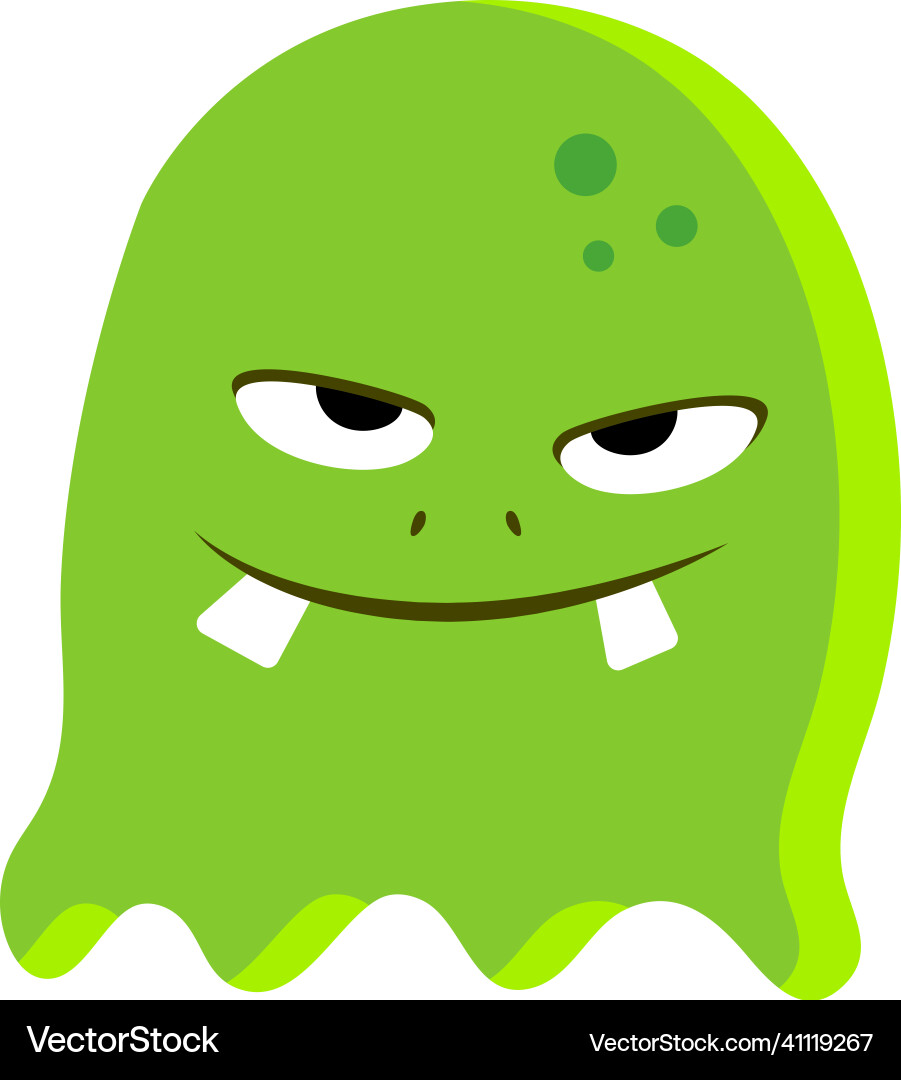 Green blob with evil smile cartoon alien monster Green blob with evil smile cartoon alien monster vector image