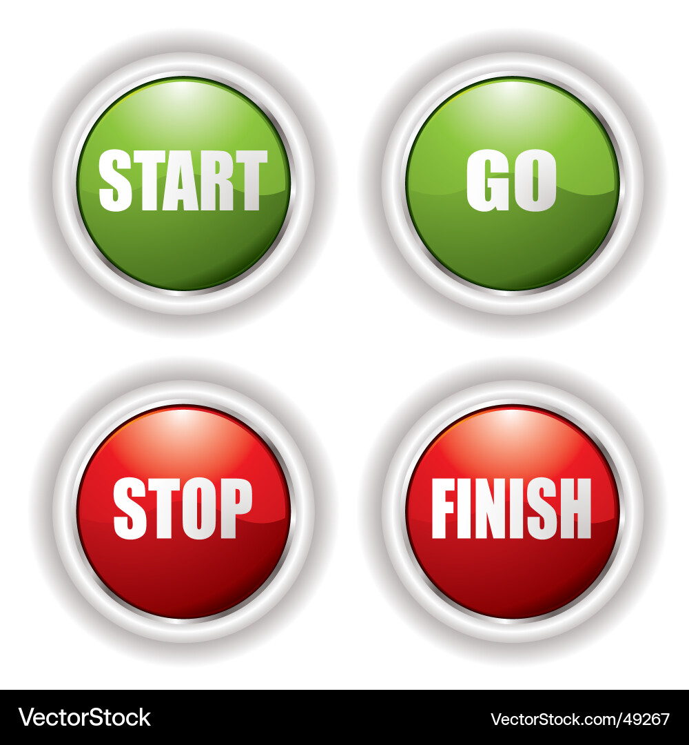 Red and Green Stop Start Buttons Vector Image