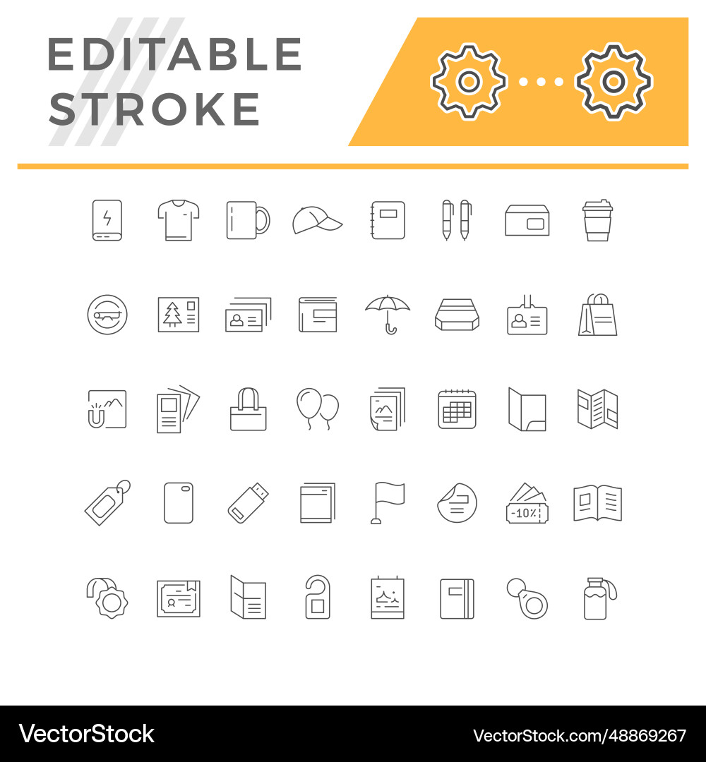 Set line icons of promotional materials Set line icons of promotional materials vector image