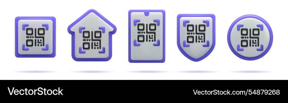 3d barcode square qr code shop bar scan in phone 3d barcode square qr code shop bar scan in phone vector image
