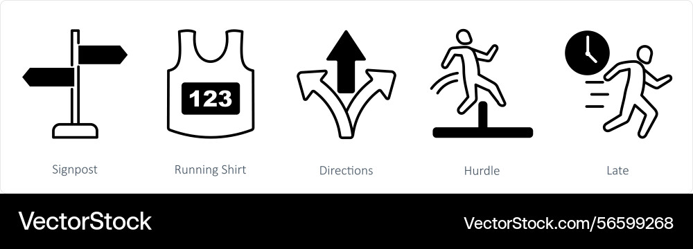 A set of 5 running icons as signpost Vector Image
