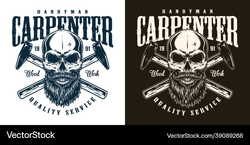 Carpentry vintage label vector image