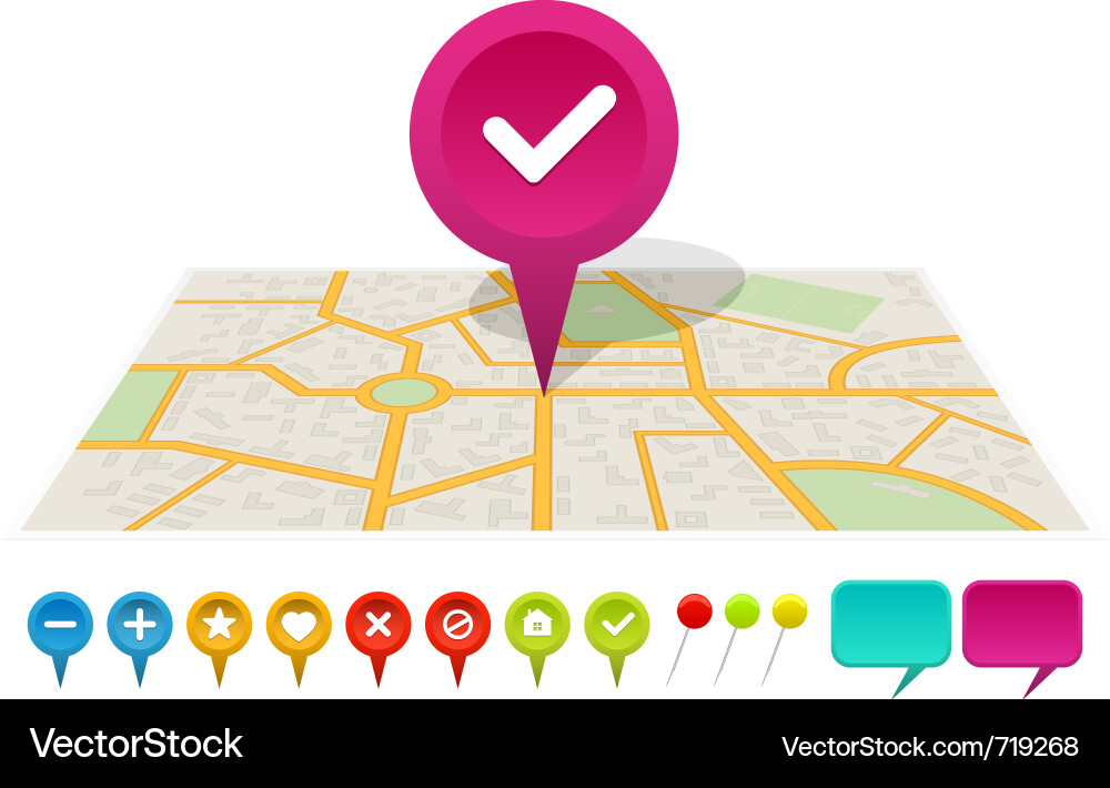 City Map with Location Markers Vector Image