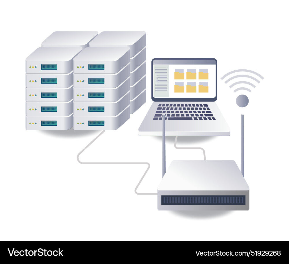 Connecting computer server data networks vector image