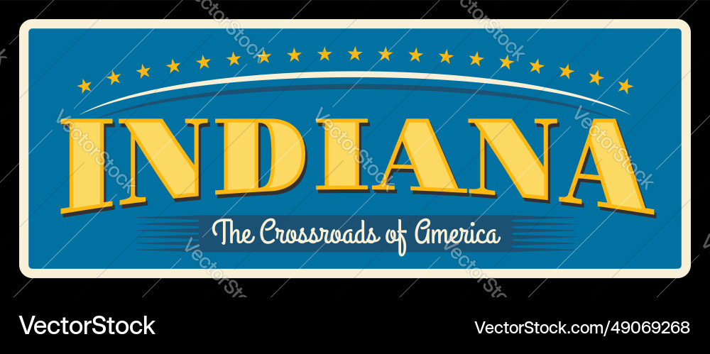 Indiana united states retro travel plate vector image