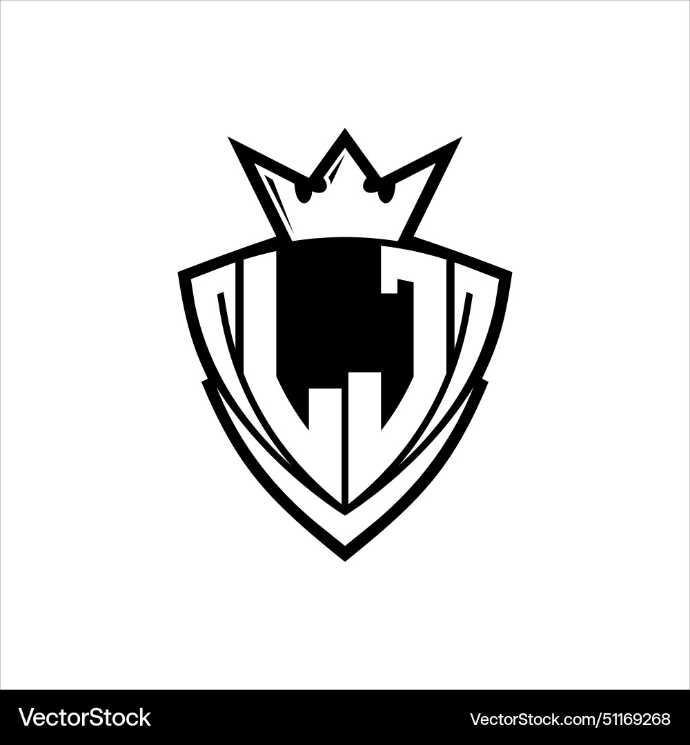 Lj letter logo with sharp triangle shield shape Vector Image