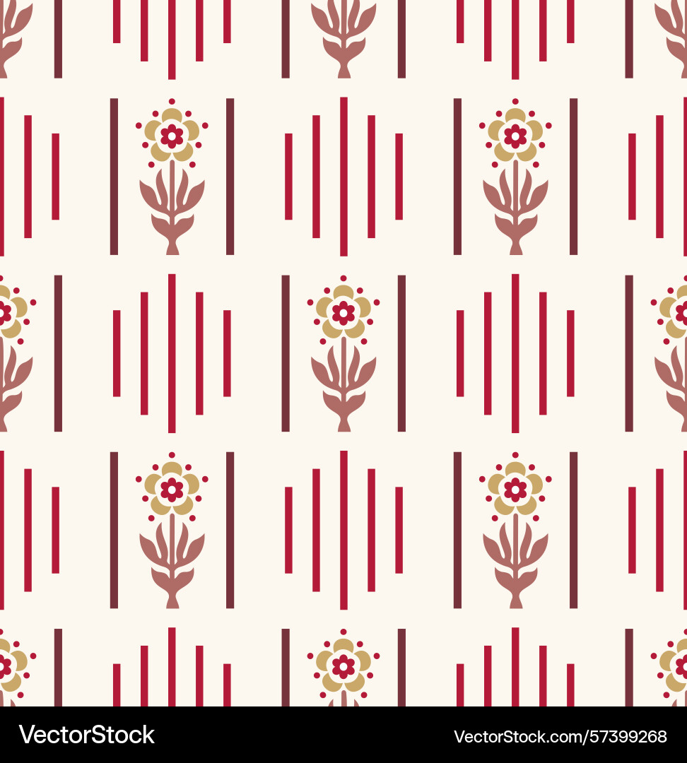 Multi stripes and florals block print repeat Multi stripes and florals block print repeat vector image