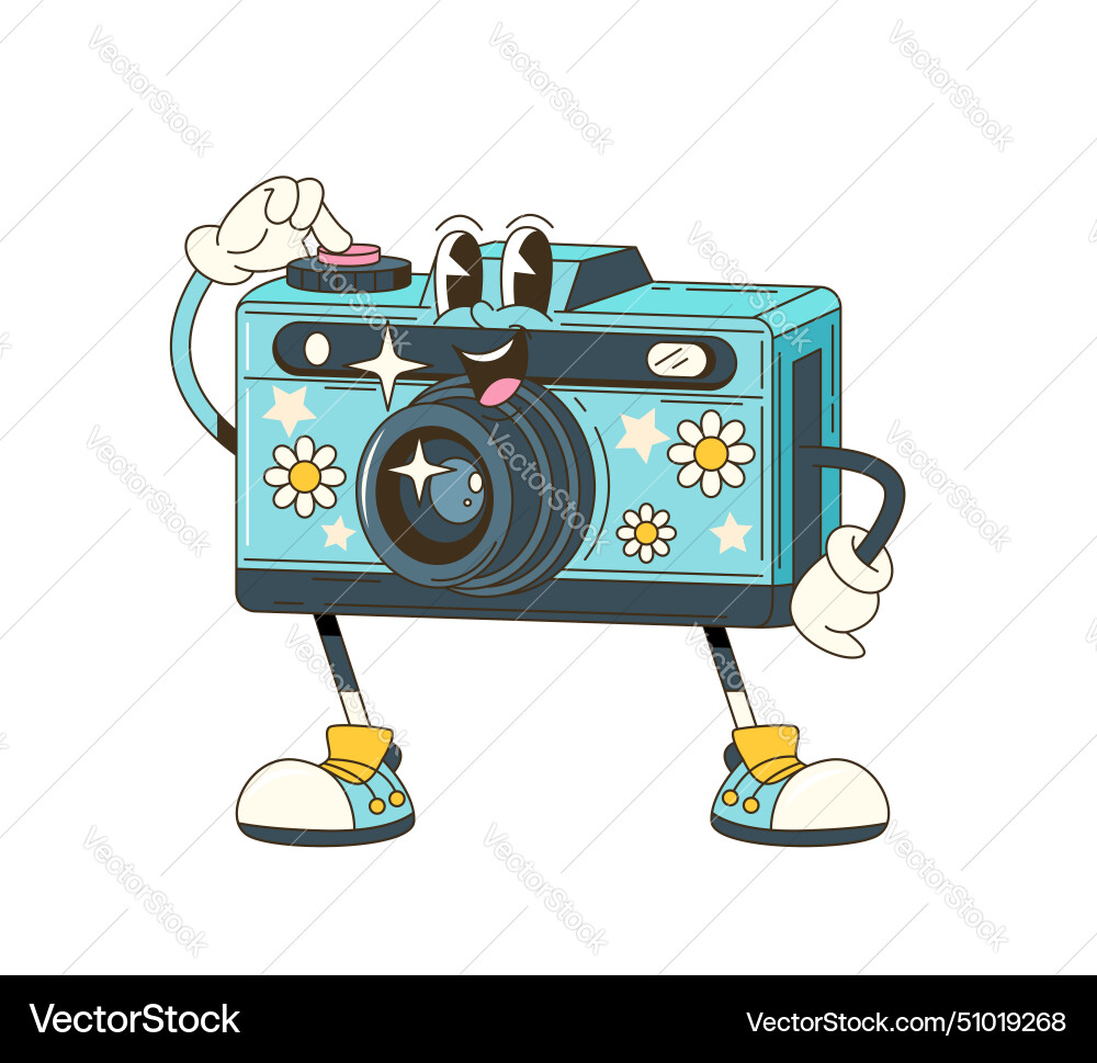 Retro Groovy Camera Character vector image