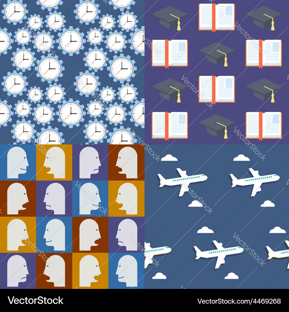 Seamless patterns set 5 colorful objects Vector Image