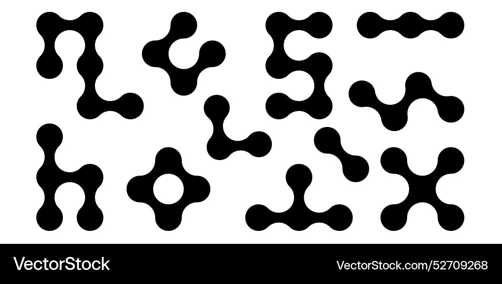 Set of connected black dots transition metaballs Set of connected black dots transition metaballs vector image