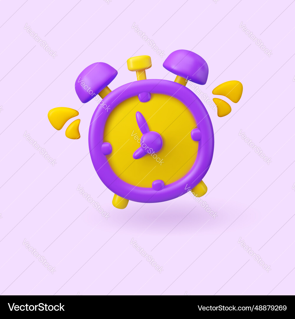 3d alarm clock ringing vector image