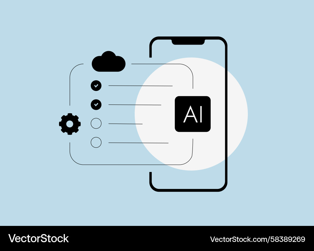 AI Mobile Workflow Automation Vector Image