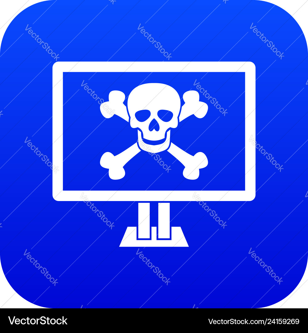 Computer monitor with a skull and bones icon Computer monitor with a skull and bones icon Vector Image
