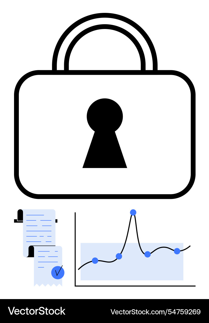 Data security symbol with lock icon graph Data security symbol with lock icon graph vector image