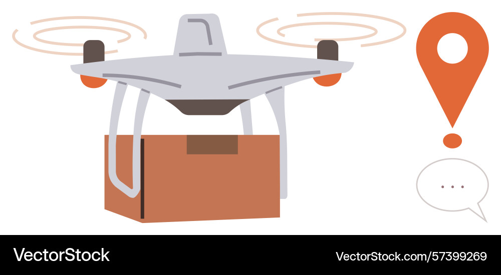 Drone delivering package with indicator and speech Vector Image