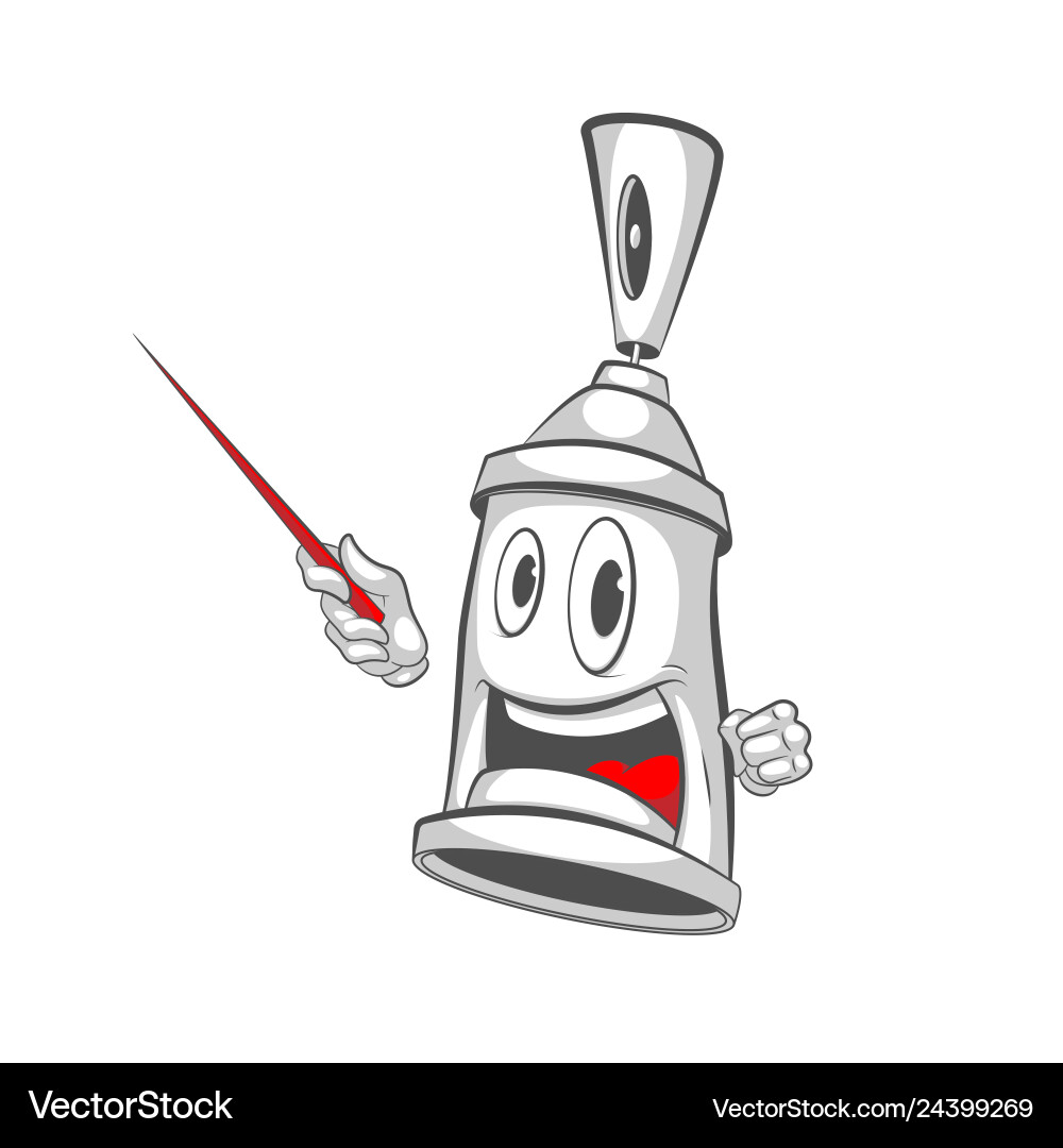 Graffiti character with pointer in hand spray can vector image