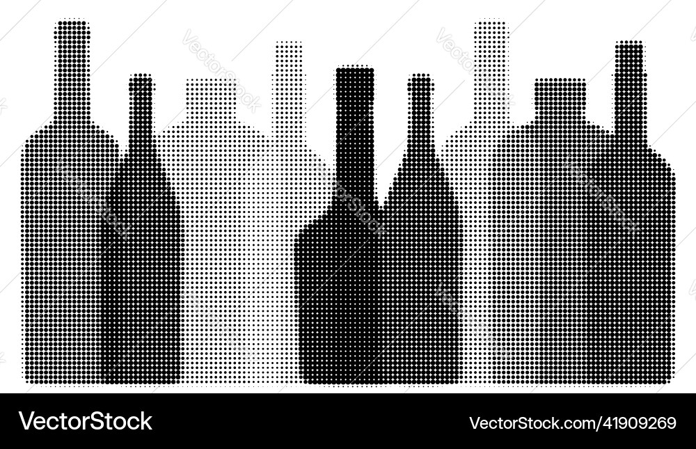 Overlapping Bottles - Halftone Pattern vector image