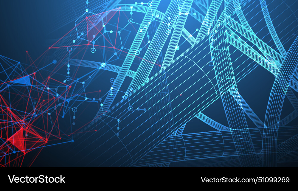 Sci-fi background wireframe dynamic pipes Sci-fi background wireframe dynamic pipes vector image