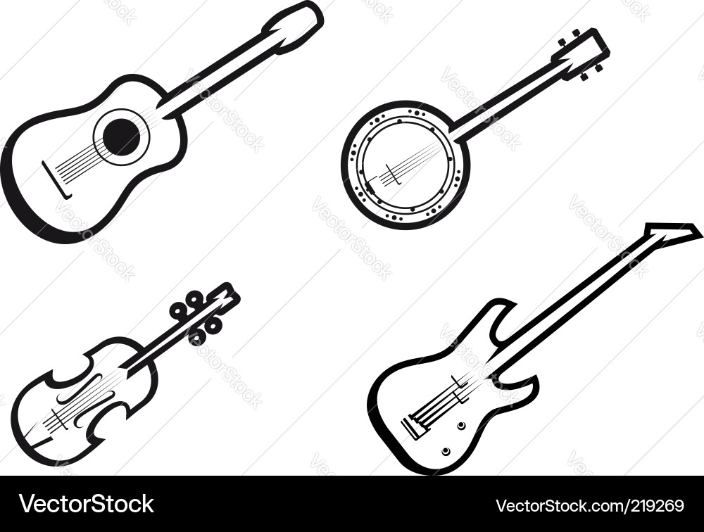 String Musical Instruments Collection Vector Image